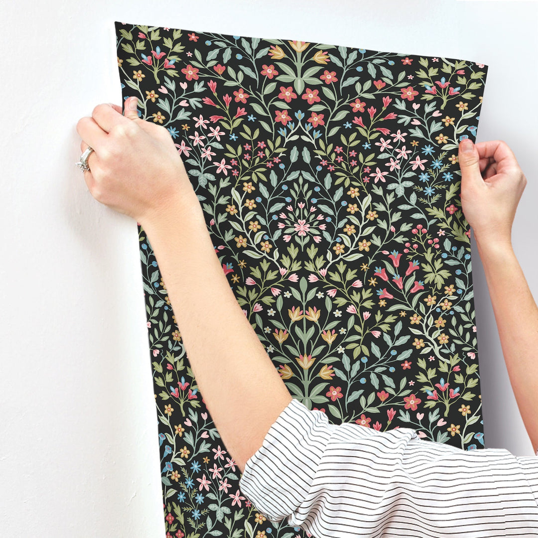 Garden Black & Multicolor Terrace Wallpaper by Magnolia Home Designer