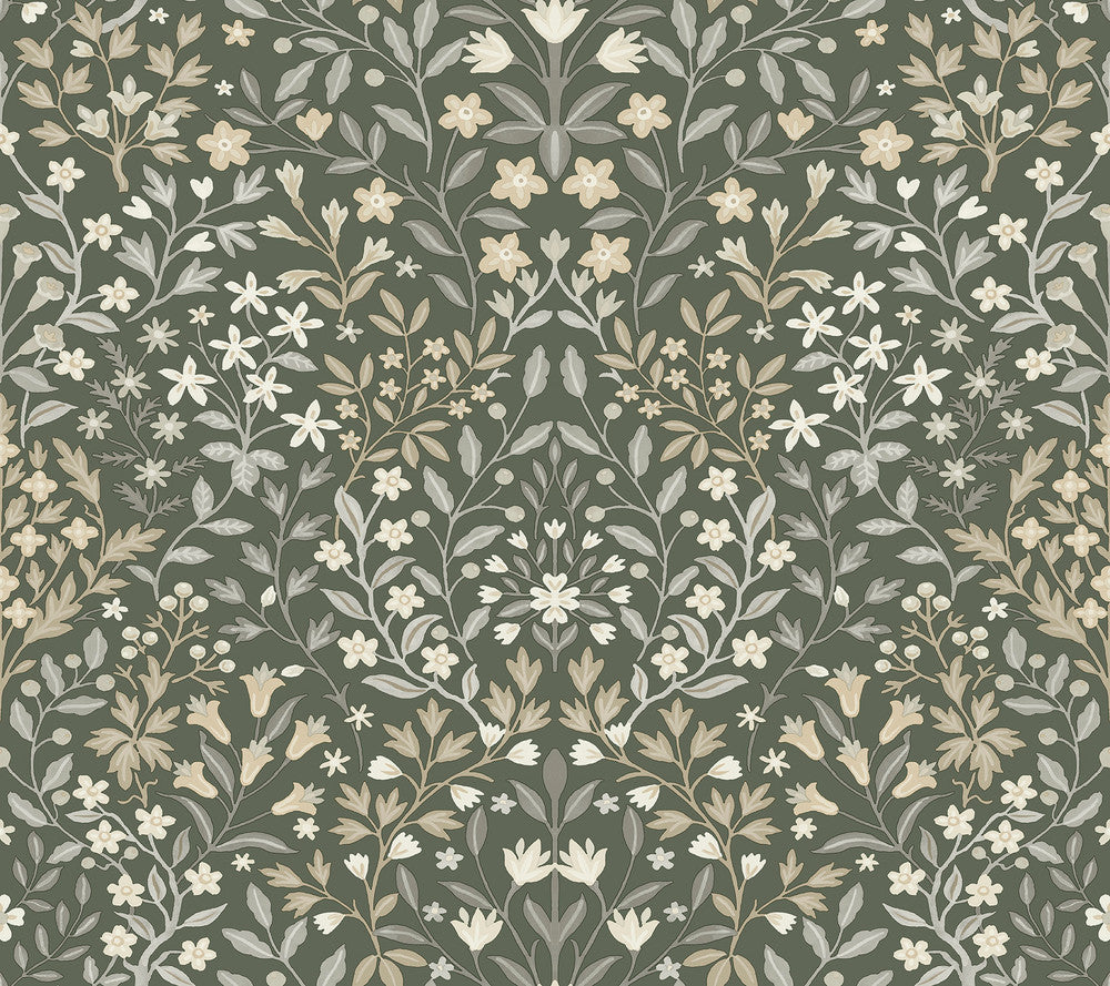 Garden Terrace Olive Wallpaper by Magnolia Home Magnolia Home 4 Covers about 60.8 square feet 27-in by 27-ft long roll Prepasted 24 - Fabric Carolina -