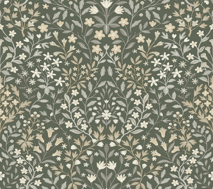Garden Terrace Olive Wallpaper by Magnolia Home Magnolia Home 4 Covers about 60.8 square feet 27-in by 27-ft long roll Prepasted 24 - Fabric Carolina -