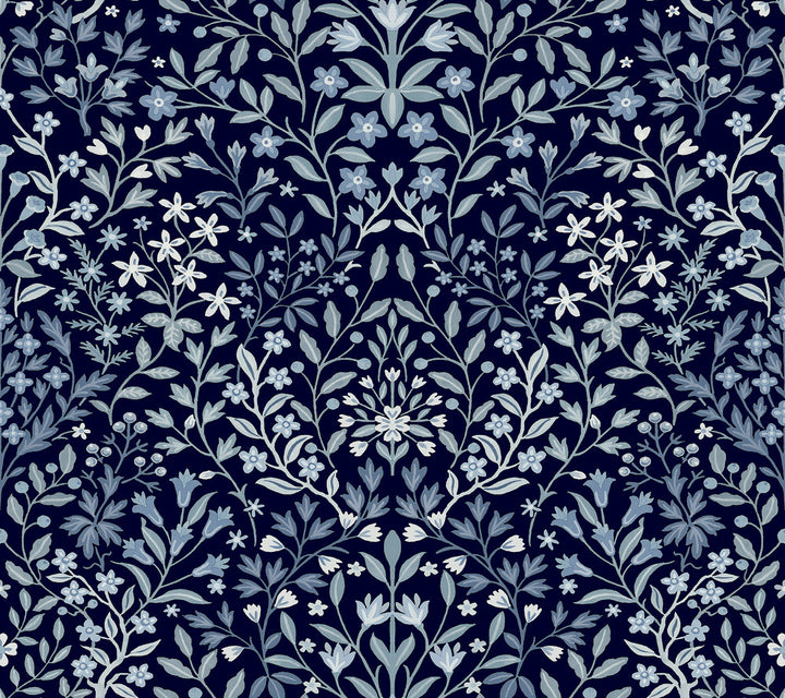 Garden Blue Terrace Wallpaper by Magnolia Home Magnolia Home 4 Covers about 60.8 square feet 27-in by 27-ft long roll Prepasted 24 - Fabric Carolina -