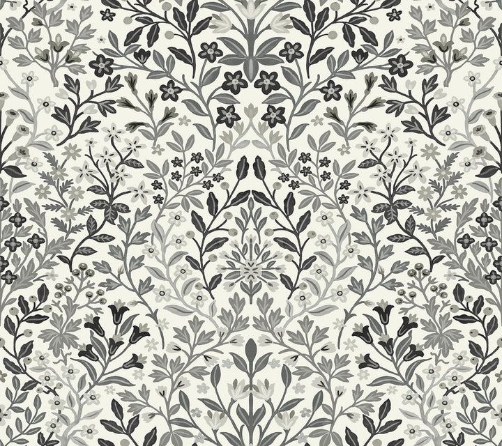 Garden White & Black Terrace Wallpaper by Magnolia Home Magnolia Home 4 Covers about 60.8 square feet 27-in by 27-ft long roll Prepasted 24 - Fabric Carolina -