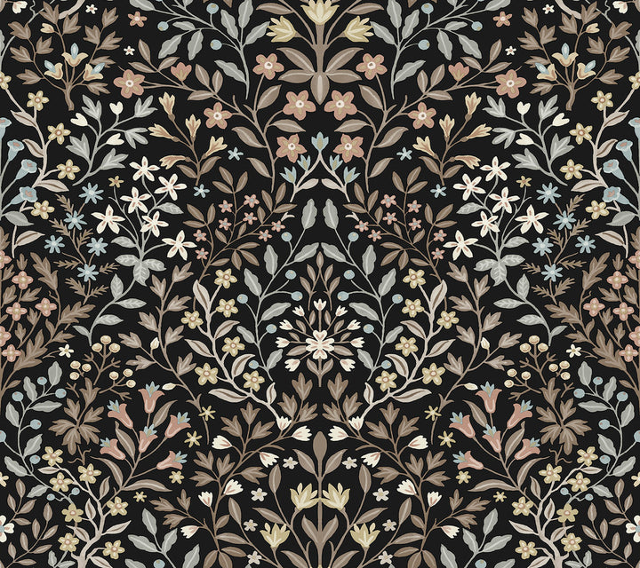 Garden Black & Neutral Terrace Wallpaper by Magnolia Home Magnolia Home 4 Covers about 60.8 square feet 27-in by 27-ft long roll Prepasted 24 - Fabric Carolina -