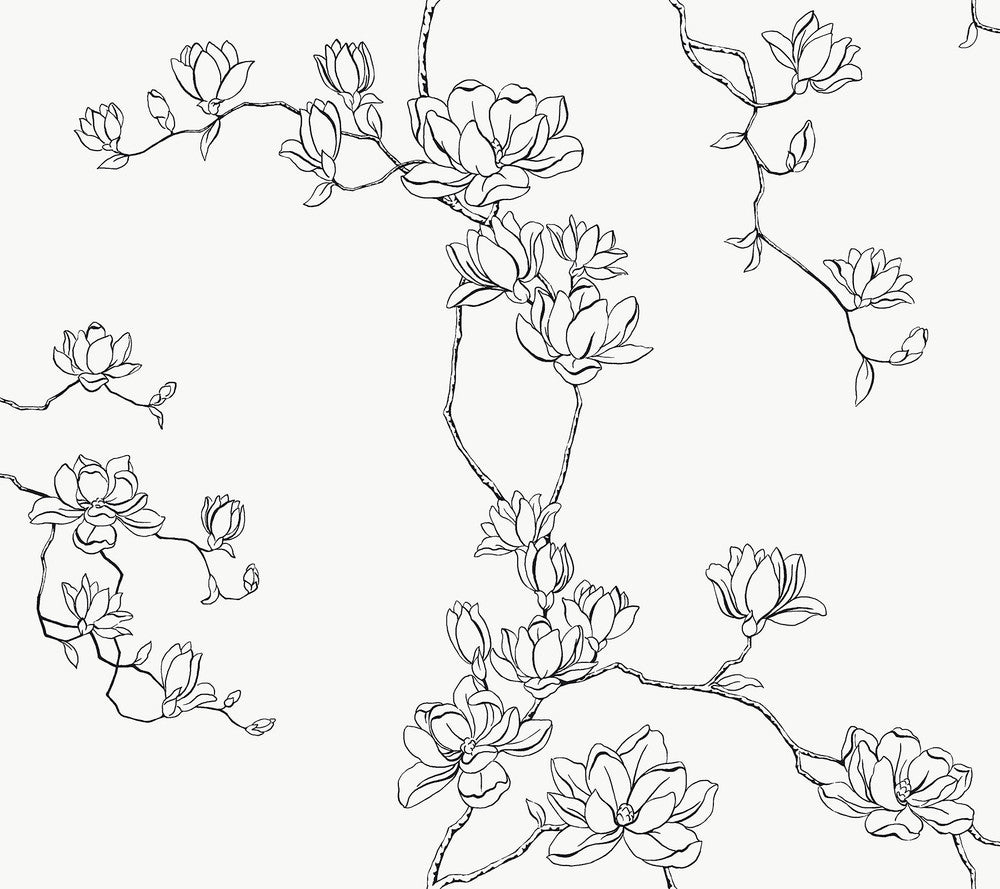 Magnolia Black Branches Wallpaper by Magnolia Home Magnolia Home 4 Covers about 60.8 square feet 27-in by 27-ft long roll Prepasted 24 - Fabric Carolina -
