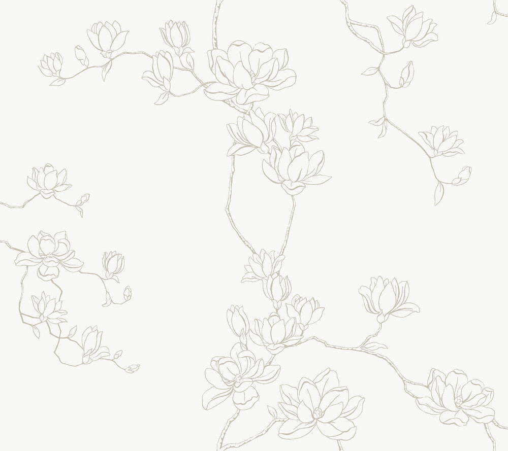 Magnolia Beige Branches Wallpaper by Magnolia Home Magnolia Home 4 Covers about 60.8 square feet 27-in by 27-ft long roll Prepasted 24 - Fabric Carolina -