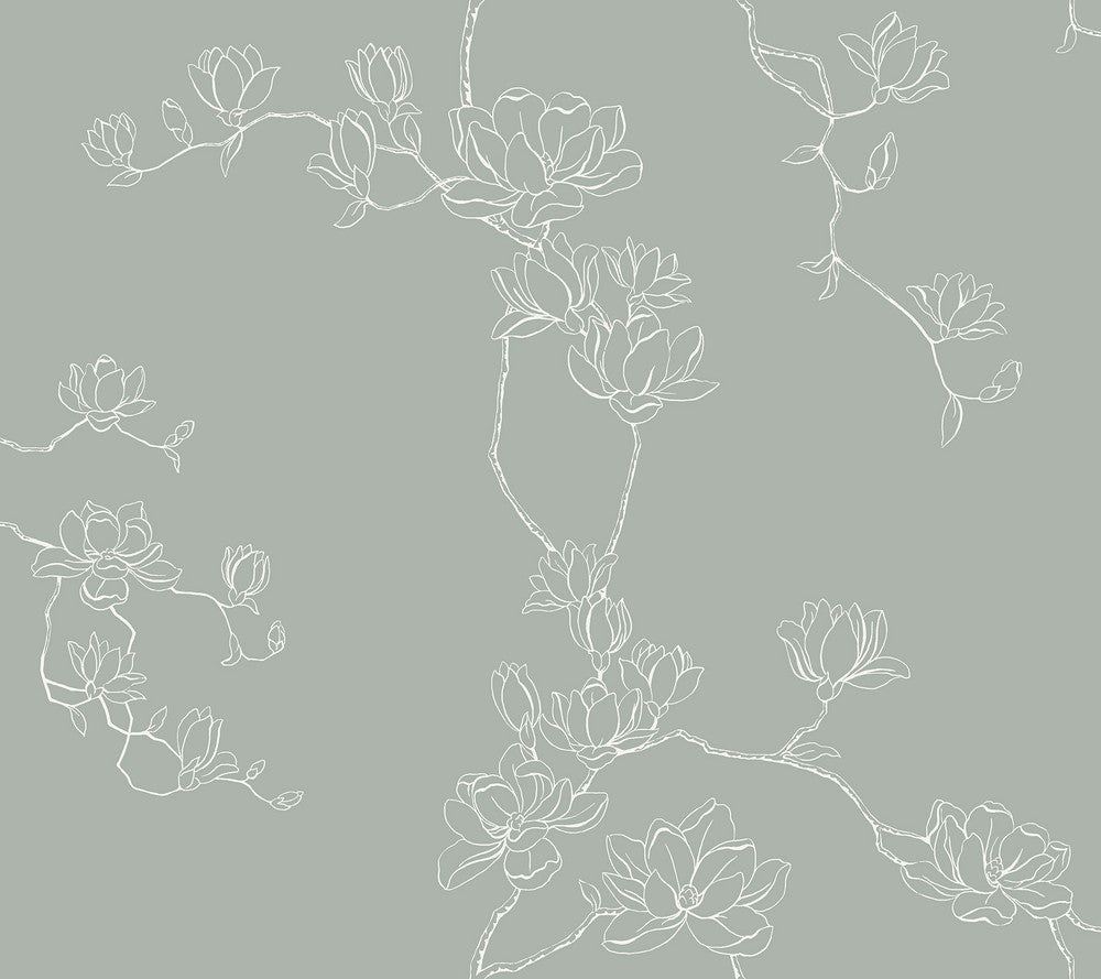Magnolia Eucalyptus Branches Wallpaper by Magnolia Home Magnolia Home 4 Covers about 60.8 square feet 27-in by 27-ft long roll Prepasted 24 - Fabric Carolina -