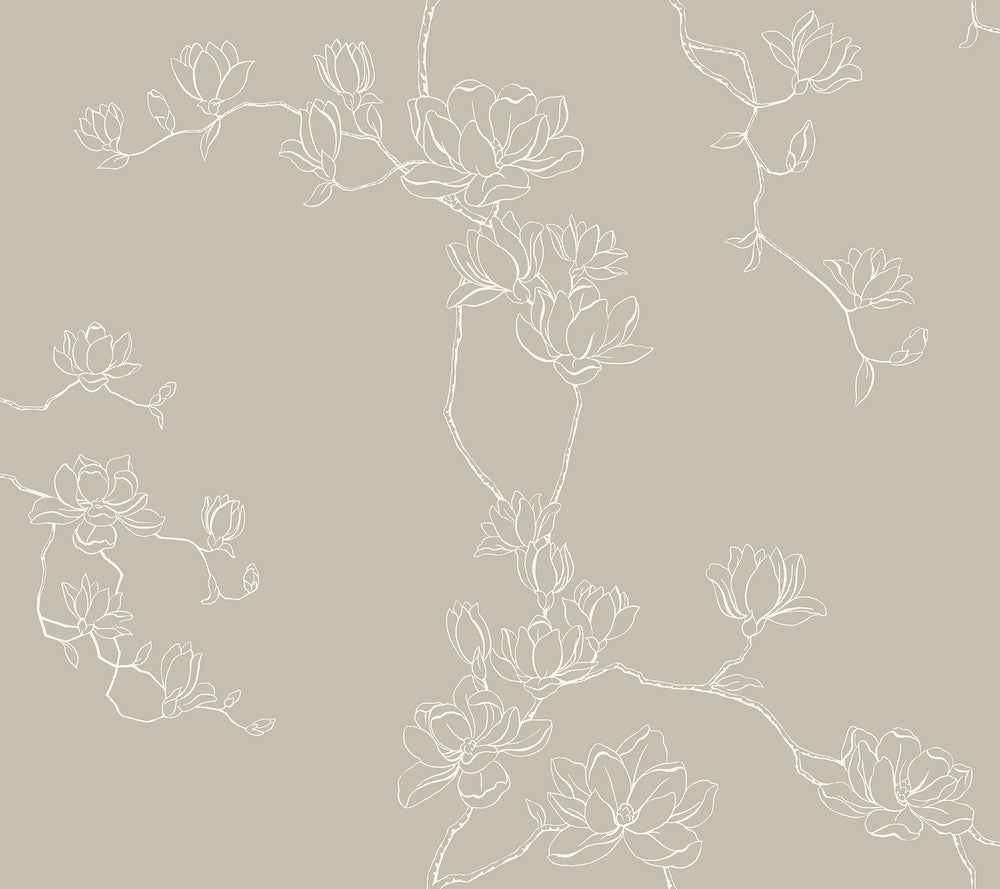 Magnolia Taupe Branches Wallpaper by Magnolia Home Magnolia Home 4 Covers about 60.8 square feet 27-in by 27-ft long roll Prepasted 24 - Fabric Carolina -