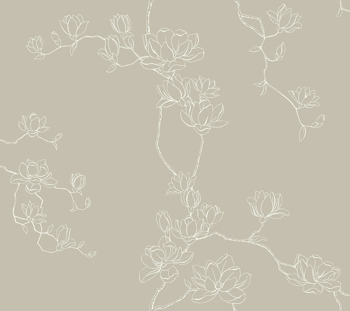 Magnolia Taupe Branches Wallpaper by Magnolia Home Magnolia Home 4 Covers about 60.8 square feet 27-in by 27-ft long roll Prepasted 24 - Fabric Carolina -