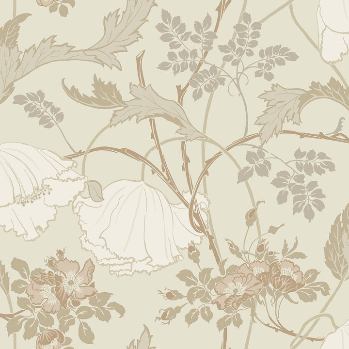 Gwendolyn Neutral & Coral Wallpaper by Magnolia Home Magnolia Home 4 Covers about 56.4 square feet 20.5-in by 33-ft long roll Prepasted 20.5 - Fabric Carolina -