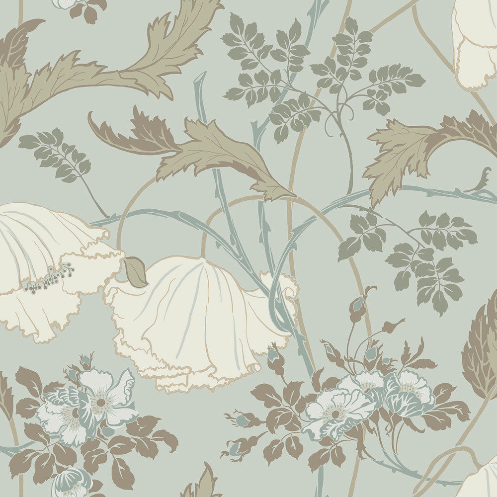 Gwendolyn Blue & Suede Wallpaper by Magnolia Home Magnolia Home 4 Covers about 56.4 square feet 20.5-in by 33-ft long roll Prepasted 20.5 - Fabric Carolina -