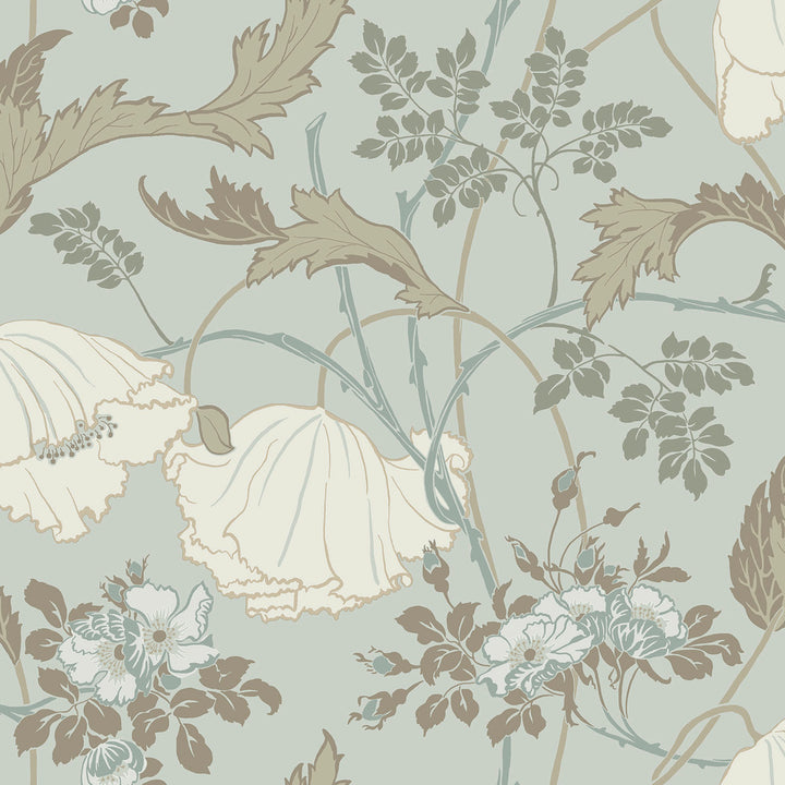 Gwendolyn Blue & Suede Wallpaper by Magnolia Home Magnolia Home 4 Covers about 56.4 square feet 20.5-in by 33-ft long roll Prepasted 20.5 - Fabric Carolina -