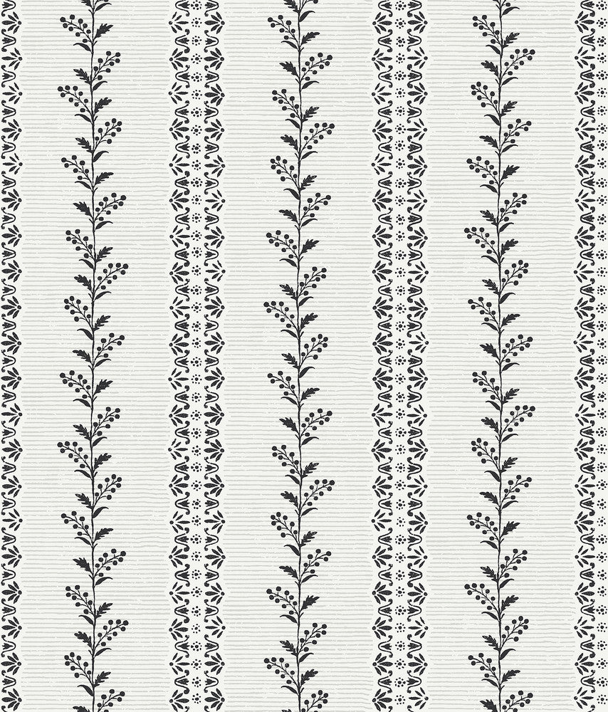 Everleigh White & Black Wallpaper by Magnolia Home Magnolia Home 4 Covers about 56.4 square feet 20.5-in by 33-ft long roll Prepasted 24 - Fabric Carolina -