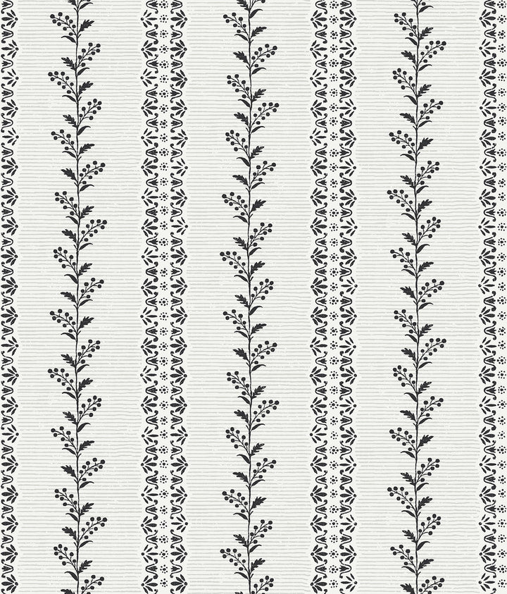 Everleigh White & Black Wallpaper by Magnolia Home Magnolia Home 4 Covers about 56.4 square feet 20.5-in by 33-ft long roll Prepasted 24 - Fabric Carolina -
