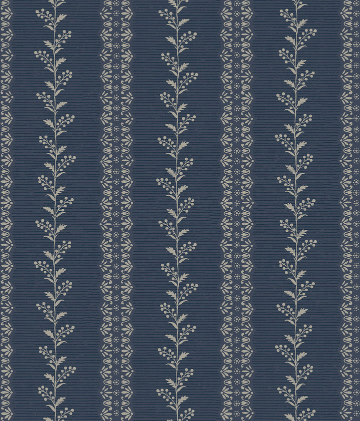 Everleigh Navy Wallpaper by Magnolia Home Magnolia Home 4 Covers about 56.4 square feet 20.5-in by 33-ft long roll Prepasted 24 - Fabric Carolina -