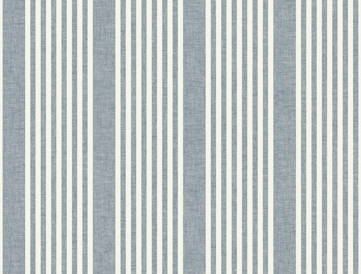 French Navy Linen Stripe Wallpaper by Magnolia Home Magnolia Home 4 Covers about 60.8 square feet 27-in by 27-ft long roll Prepasted 0 - Fabric Carolina -