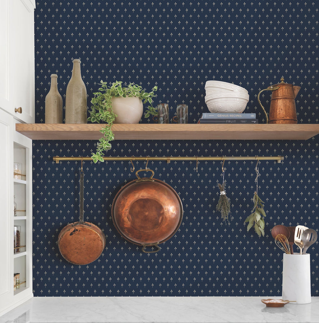 Charm Navy Wallpaper by Magnolia Home Designer