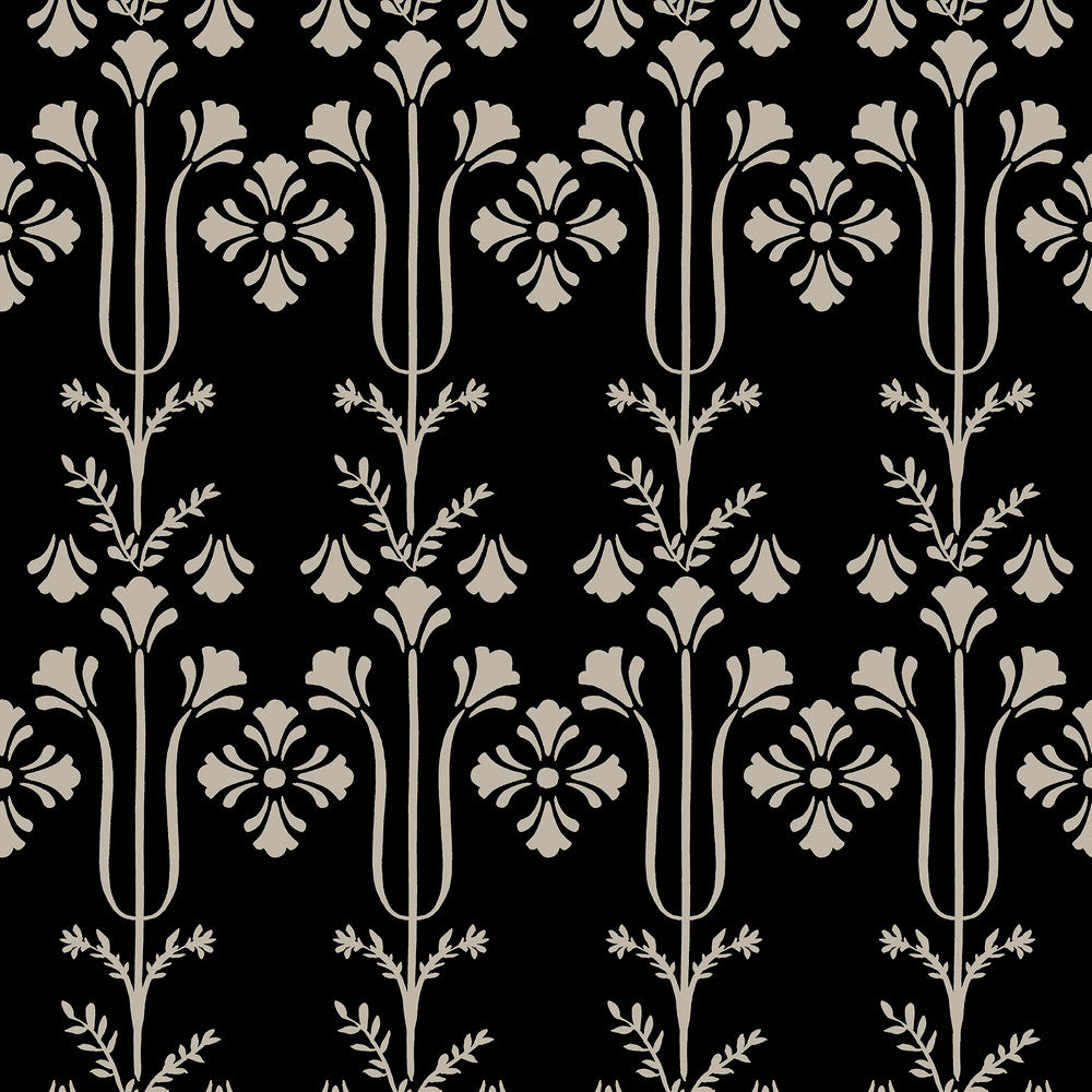 Lydia Black Wallpaper by Magnolia Home Magnolia Home 4 Covers about 56.4 square feet 20.5-in by 33-ft long roll Prepasted 20.5 - Fabric Carolina -