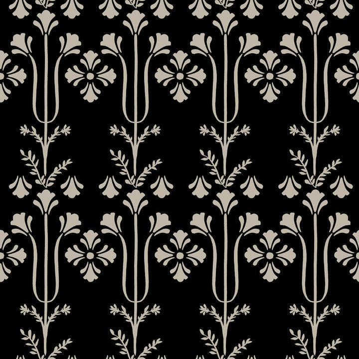 Lydia Black Wallpaper by Magnolia Home Magnolia Home 4 Covers about 56.4 square feet 20.5-in by 33-ft long roll Prepasted 20.5 - Fabric Carolina -