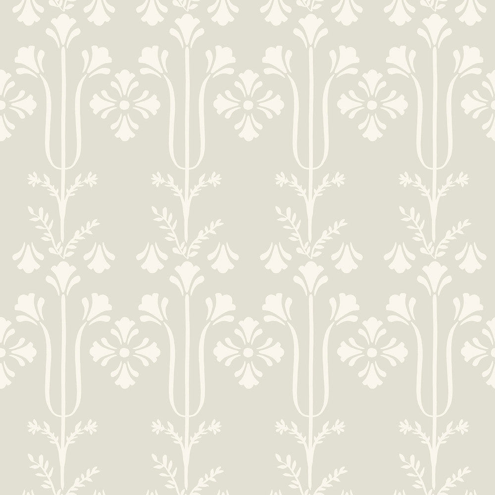 Lydia Ivory Wallpaper by Magnolia Home Magnolia Home 4 Covers about 56.4 square feet 20.5-in by 33-ft long roll Prepasted 20.5 - Fabric Carolina -