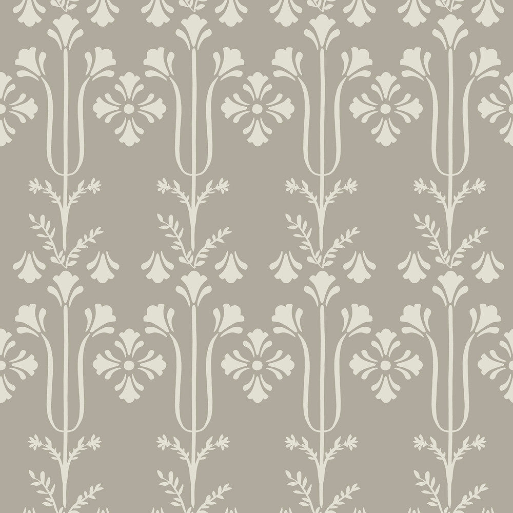 Lydia Taupe Wallpaper by Magnolia Home Magnolia Home 4 Covers about 56.4 square feet 20.5-in by 33-ft long roll Prepasted 20.5 - Fabric Carolina -