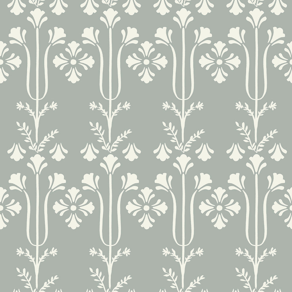 Lydia Blue Wallpaper by Magnolia Home Magnolia Home 4 Covers about 56.4 square feet 20.5-in by 33-ft long roll Prepasted 20.5 - Fabric Carolina -