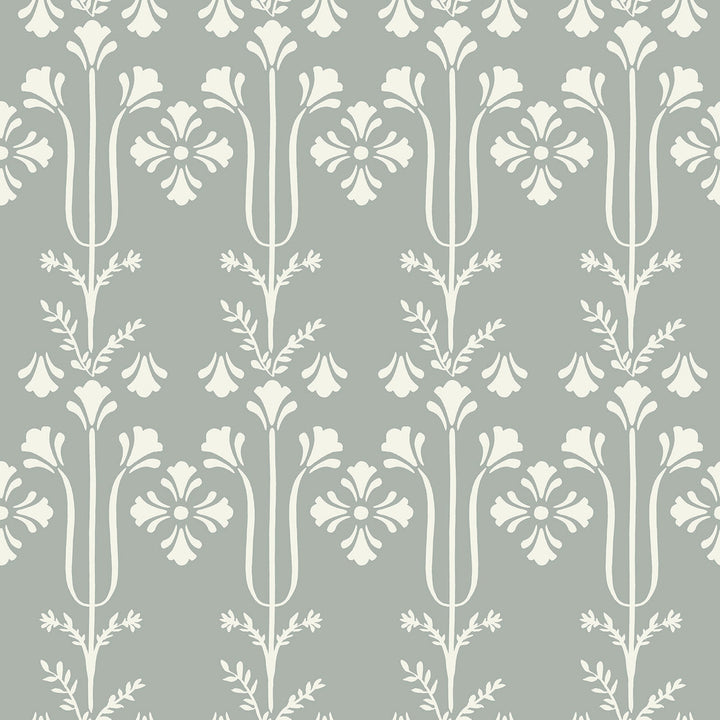 Lydia Blue Wallpaper by Magnolia Home Magnolia Home 4 Covers about 56.4 square feet 20.5-in by 33-ft long roll Prepasted 20.5 - Fabric Carolina -