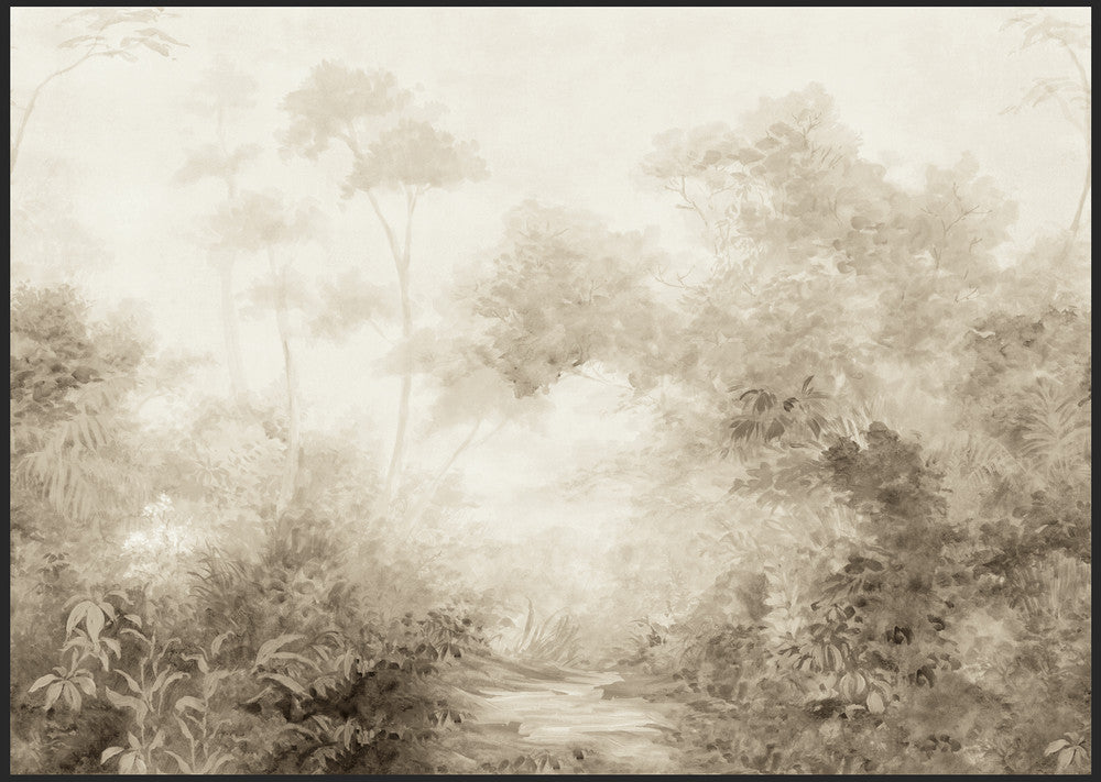Woodlands Sepia Wall Mural by Magnolia Home Magnolia Home 4 Covers 7 panels - measures 15.75-ft wide by 11.2-ft tall when assembled 27-in by 11.2-ft long roll Unpasted 0 - Fabric Carolina -