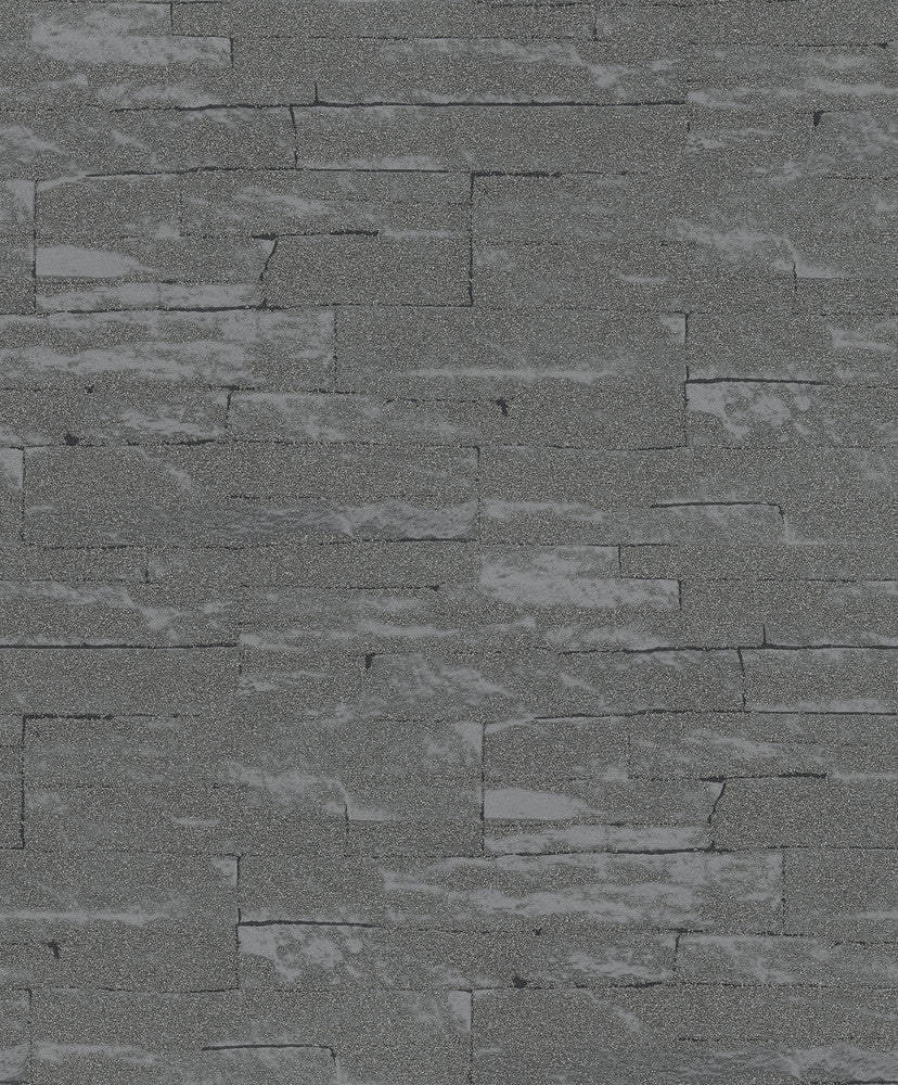 Rheta Charcoal Stone Wallpaper by Marburg Marburg Covers about 56.4 square feet 20.5-in by 33-ft long roll Unpasted 25.2 - Fabric Carolina -