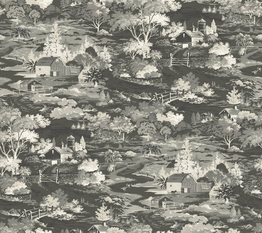 Homestead Black & Grey Wallpaper by Magnolia Home Designer