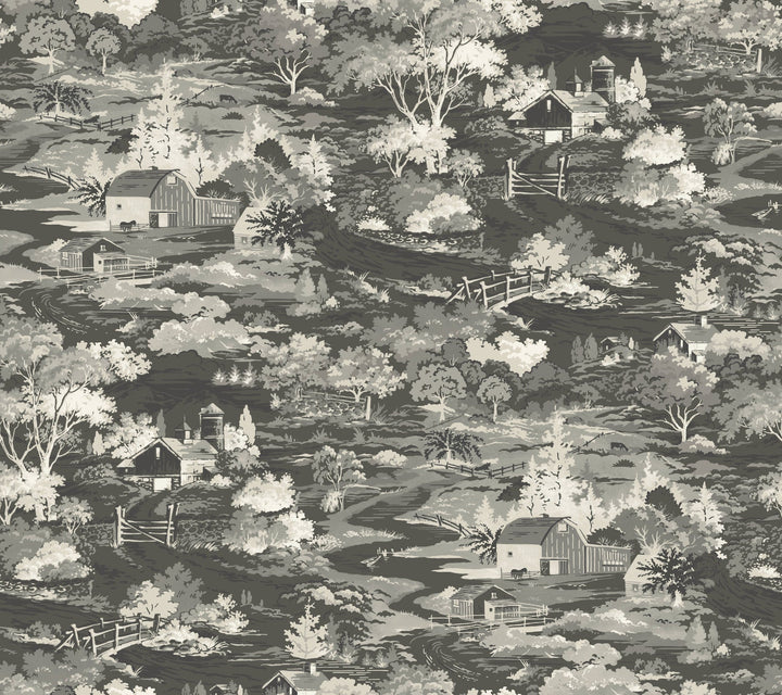 Homestead Black & Grey Wallpaper by Magnolia Home Designer