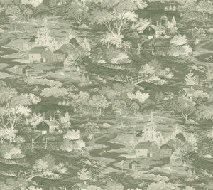 Homestead Green & Off White Wallpaper by Magnolia Home