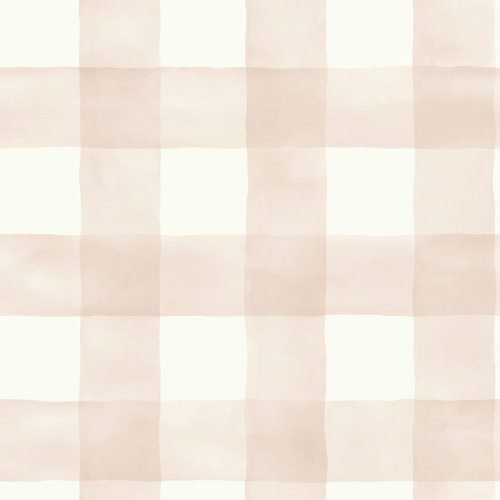 Watercolor Check Pink & White Wallpaper by Magnolia Home Magnolia Home Covers about 56.4 square feet 20.5-in by 33-ft long roll Prepasted 20.5 - Fabric Carolina -