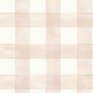 Watercolor Check Pink & White Wallpaper by Magnolia Home