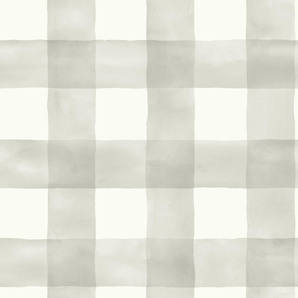 Watercolor Check Grey & White Wallpaper by Magnolia Home Magnolia Home Covers about 56.4 square feet 20.5-in by 33-ft long roll Prepasted 20.5 - Fabric Carolina -