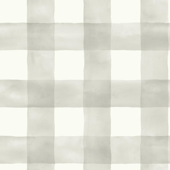 Watercolor Check Grey & White Wallpaper by Magnolia Home Magnolia Home Covers about 56.4 square feet 20.5-in by 33-ft long roll Prepasted 20.5 - Fabric Carolina -