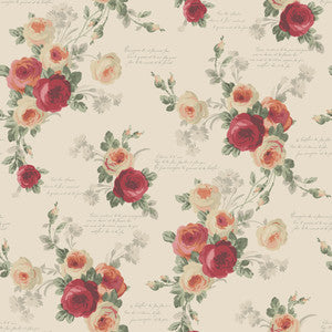 Heirloom Rose Red & Beige Wallpaper by Magnolia Home