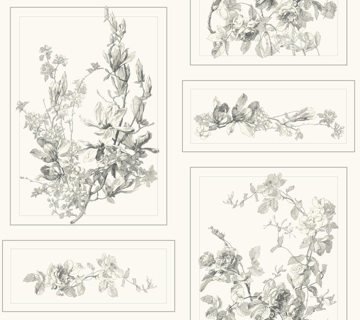 The Magnolia Grey & Off White Wallpaper by Magnolia Home Magnolia Home Covers about 60.8 square feet 27-in by 27-ft long roll Prepasted 24 - Fabric Carolina -