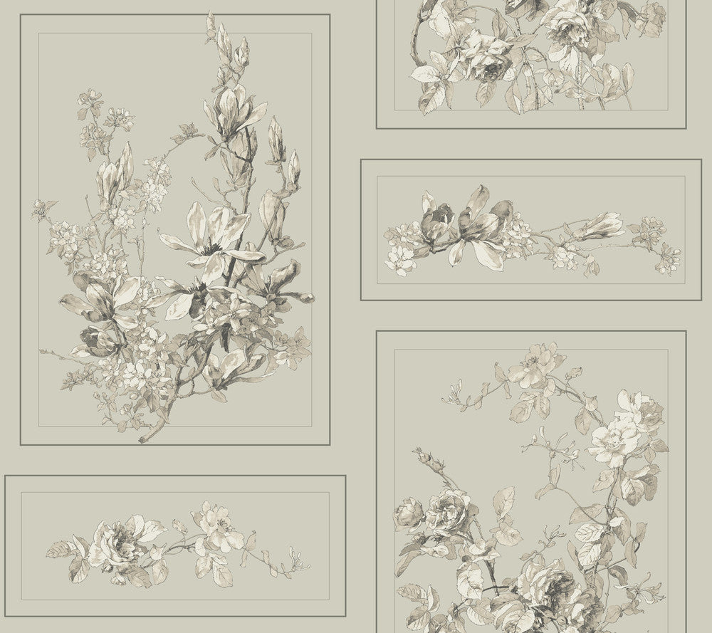 The Magnolia Brown & Grey Wallpaper by Magnolia Home Magnolia Home Covers about 60.8 square feet 27-in by 27-ft long roll Prepasted 24 - Fabric Carolina -