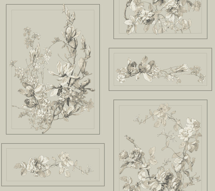 The Magnolia Brown & Grey Wallpaper by Magnolia Home Magnolia Home Covers about 60.8 square feet 27-in by 27-ft long roll Prepasted 24 - Fabric Carolina -