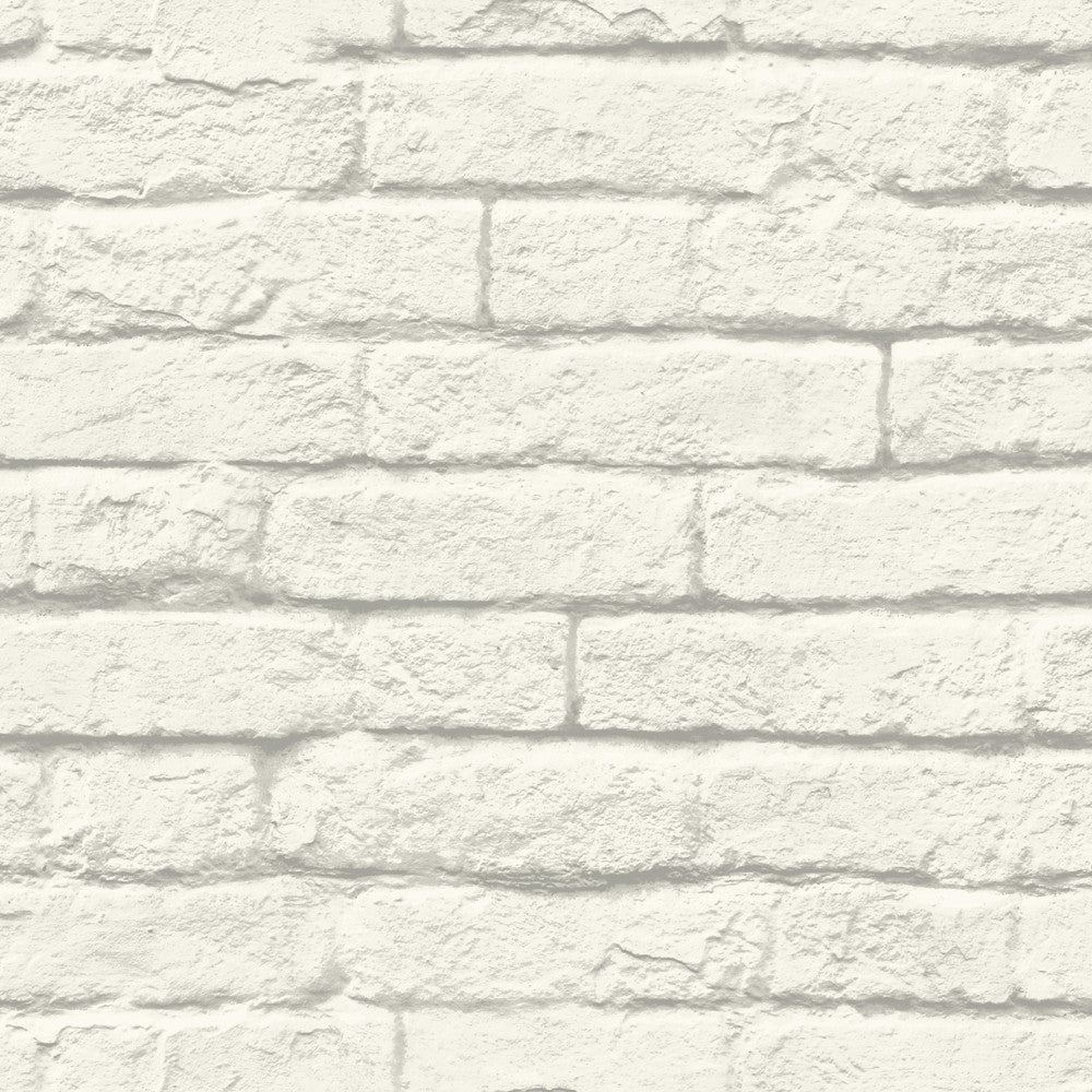 Brick & Mortar White & Grey Wallpaper by Magnolia Home Magnolia Home Covers about 56.4 square feet 20.5-in by 33-ft long roll Prepasted 20.5 - Fabric Carolina -