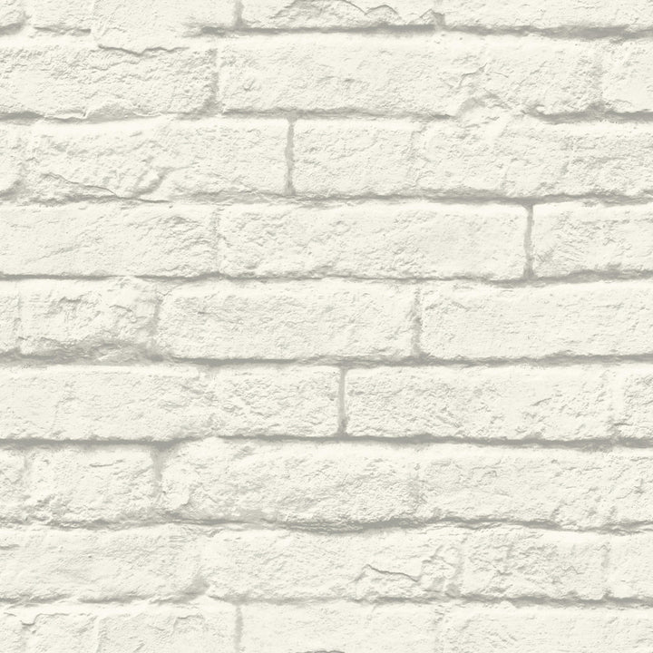 Brick & Mortar White & Grey Wallpaper by Magnolia Home Magnolia Home Covers about 56.4 square feet 20.5-in by 33-ft long roll Prepasted 20.5 - Fabric Carolina -