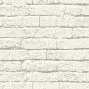 Brick & Mortar White & Grey Wallpaper by Magnolia Home