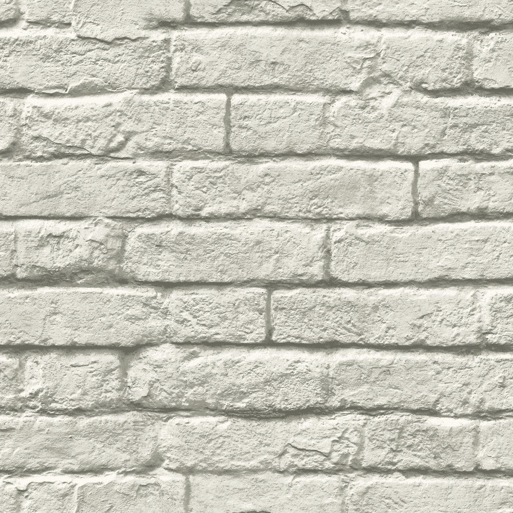Brick & Mortar Grey & White Wallpaper by Magnolia Home Magnolia Home Covers about 56.4 square feet 20.5-in by 33-ft long roll Prepasted 20.5 - Fabric Carolina -