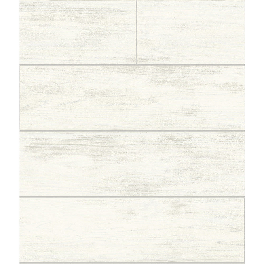 Shiplap White & Grey Wallpaper by Magnolia Home Magnolia Home Covers about 56.4 square feet 20.5-in by 33-ft long roll Prepasted 24 - Fabric Carolina -