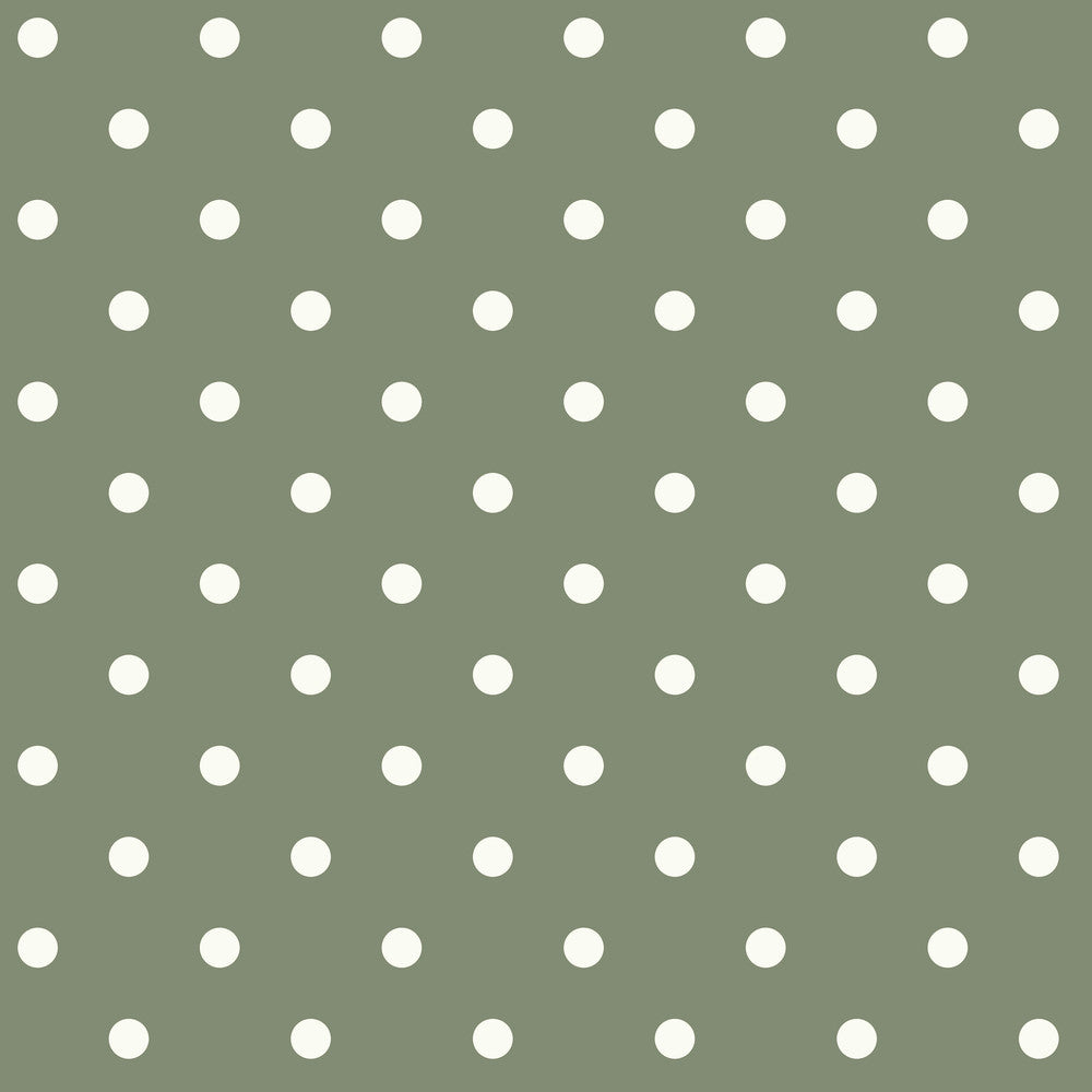 Dots on Dots White & Green Wallpaper by Magnolia Home Magnolia Home Covers about 56.4 square feet 20.5-in by 33-ft long roll Prepasted 3.38 - Fabric Carolina -