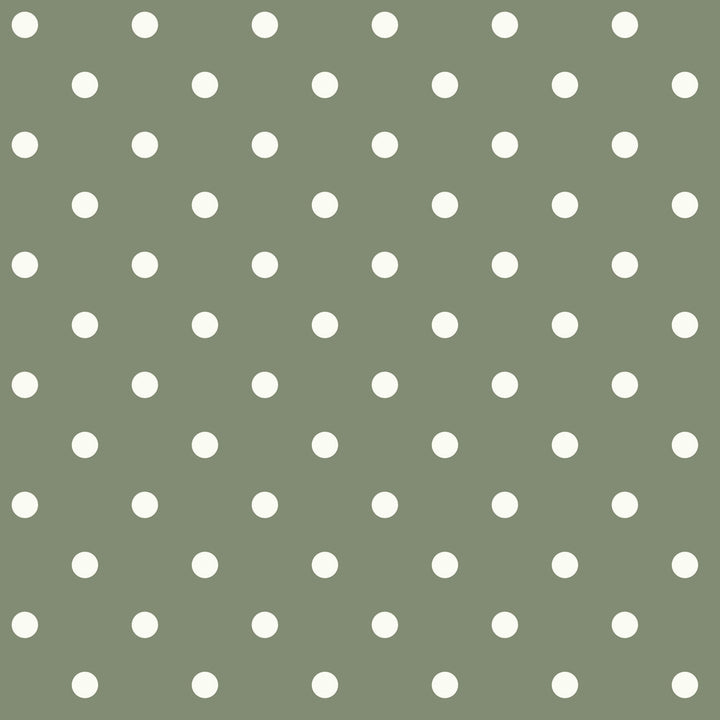 Dots on Dots White & Green Wallpaper by Magnolia Home Magnolia Home Covers about 56.4 square feet 20.5-in by 33-ft long roll Prepasted 3.38 - Fabric Carolina -