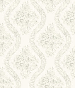 Coverlet Floral Grey & Off White Wallpaper by Magnolia Home