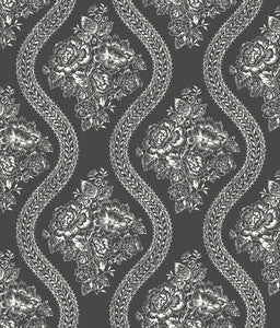 Coverlet Floral White & Black Wallpaper by Magnolia Home