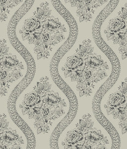 Coverlet Floral Black & Grey Wallpaper by Magnolia Home