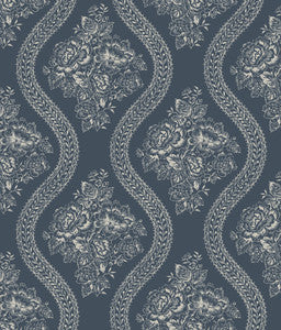 Coverlet Floral Grey & Blue Wallpaper by Magnolia Home