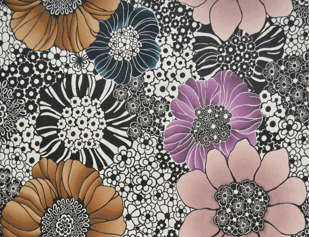Anemones Black Wallpaper by Missoni Missoni Covers about 56.4 square feet 20.5-in by 33-ft long roll Unpasted 15.7 - Fabric Carolina -